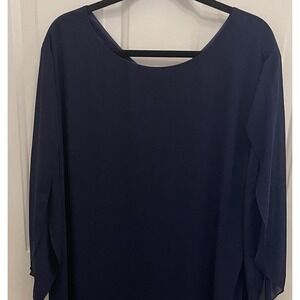 GRACE KARIN Blue Shift Dress Chiffon Sleeve Evening Gown Wedding Event Womens 3X